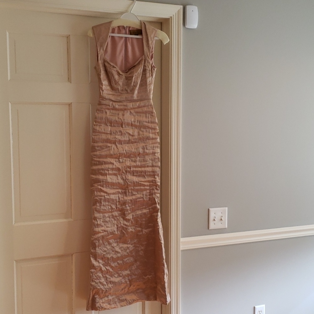 Nicole Miller satin blush roused dress. Never worn